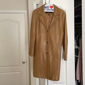 Real leather trench coat